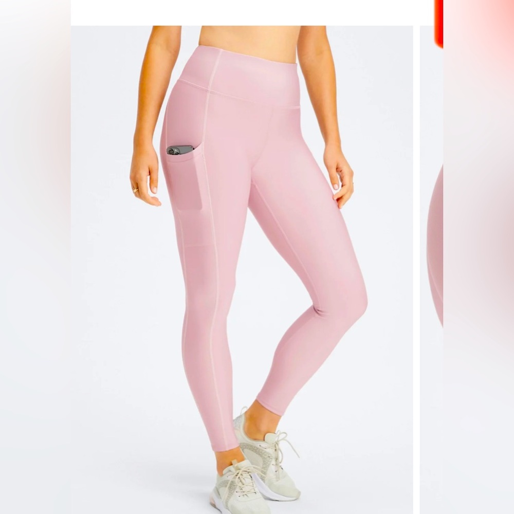 Fabletics high waisted cold weather pocket legging color light taupe/pink 3X NWT
